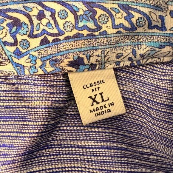 Robert Graham Classic Fit Damask Print Button Down Shirt Blue Paisley Pattern XL - Picture 5 of 10